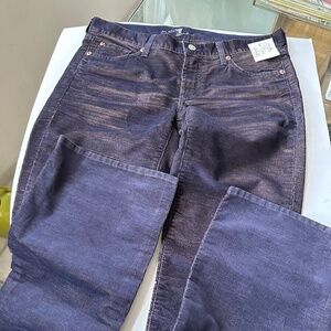 7 For All Mankind Faded Indigo Thin Wale Bootleg Corduroy Jeans, Size 30 NWT